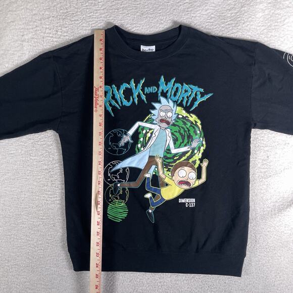 Rick & Morty Sweatshirt Mens Medium Trippy Black Adult Swim Psychedelic Crewneck - Picture 6 of 16